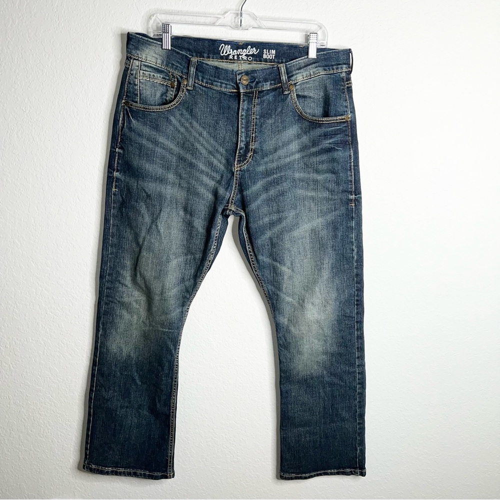 Wrangler Retro Slim Bootcut Men Blue Jeans Size 36x30 A6